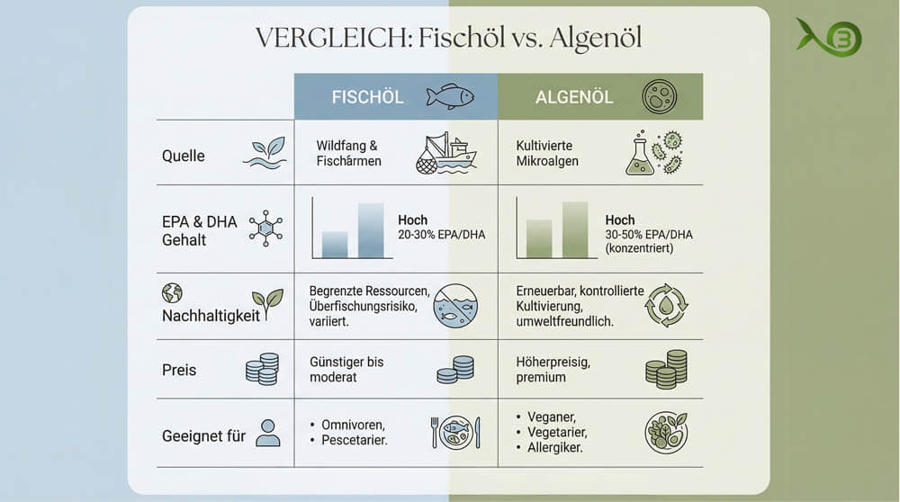 Infografik Fischöl oder Algenöl? Infografik - Fischöl oder Algenöl?