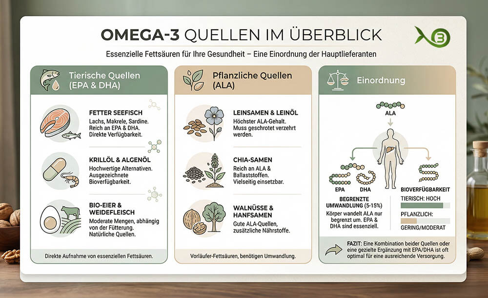 Infografik – Omega-3-Quellen im Überblick Infografik - Omega-3-Quellen im Überblick